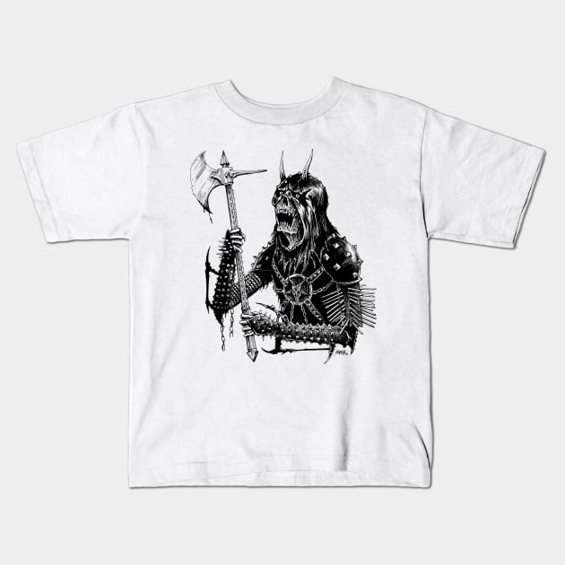 Black Metal Executioner (Light) Kids T-Shirt by sawblade666